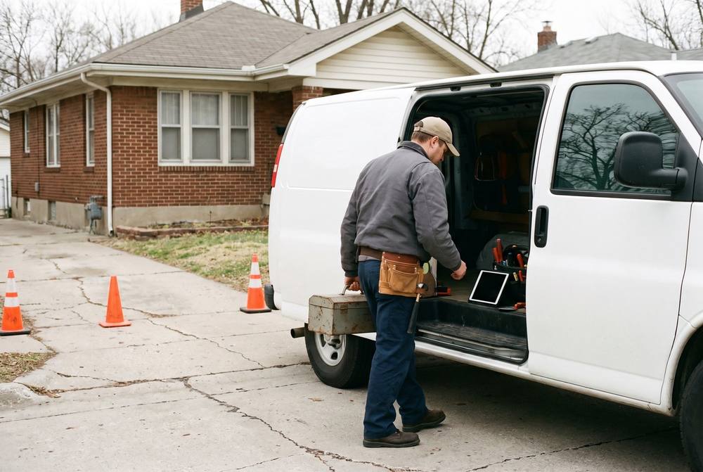 Mobile service van arriving