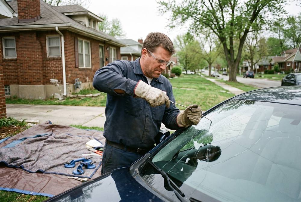 Removing the damaged windshield
